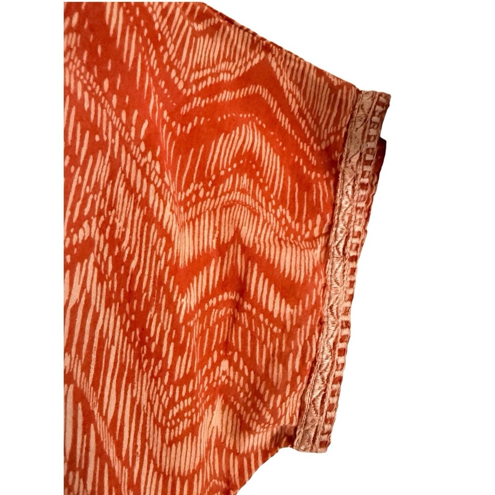Garnet Hill Maxi Dress M Gauze Organic Cotton Orange Beach Cover Up Slit Buttons - Picture 6 of 10